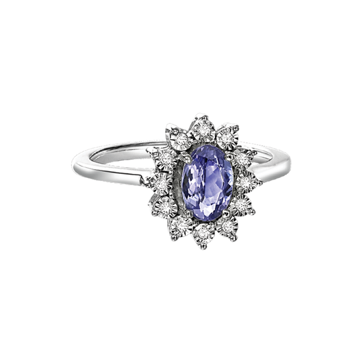 Silver Diamond Tanzanite Ring