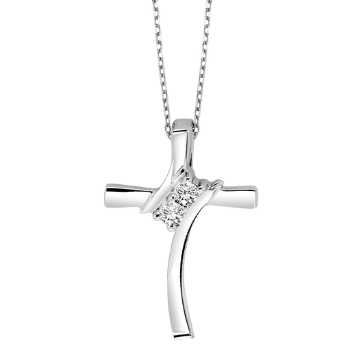 Sterling Silver Diamond Cross Pendant