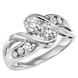 TwoGether 14KW Diamond Two Stone Ring