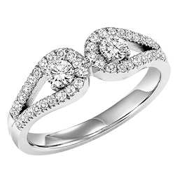 Diamond Two Stones Ring  1/2 ctw