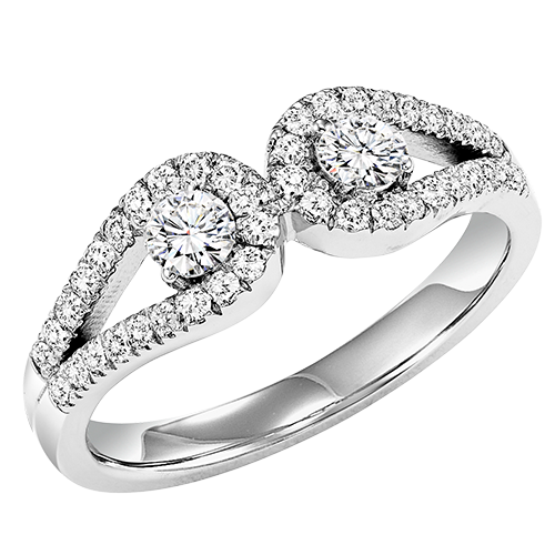 Diamond Two Stones Ring  1/2 ctw