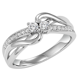 14K Diamond Two Stone Ring