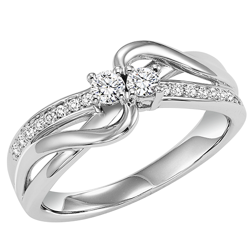 14K Diamond Two Stone Ring