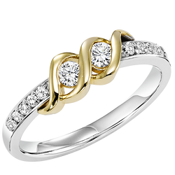 TwoGether 14K WYG Diamond Two Stone Ring 1/4 ctw