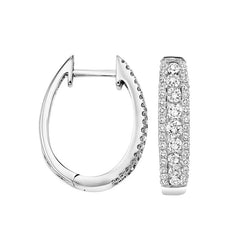 14KW Diamond Hoop Earrings 1ctw