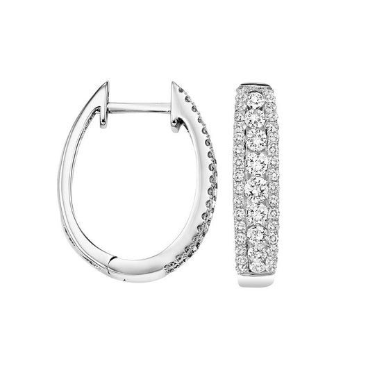 14KW Diamond Hoop Earrings 1ctw