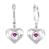 Silver Heart dangle Gemstone Earrings