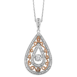 Rose Gold & Sterling Silver Diamond ROL Pendant 1/4 ctw