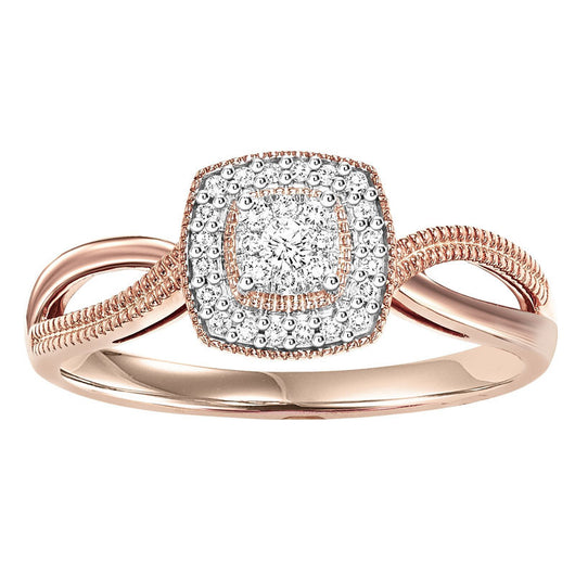 14k Rose Gold Pledge Diamond Ring 1/8ctw