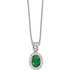 14KW oval Emerald and Diamond Pendant