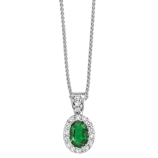 14KW oval Emerald and Diamond Pendant