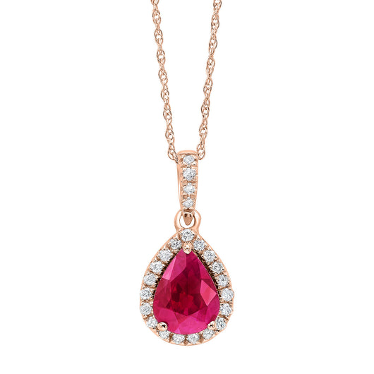 14KP Ruby and Diamond Pendant 1/5ctw