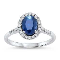 14K Sapphire and Diamond Ring, 1/3 ctw