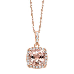 14KP Morganite and Diamond Pendant