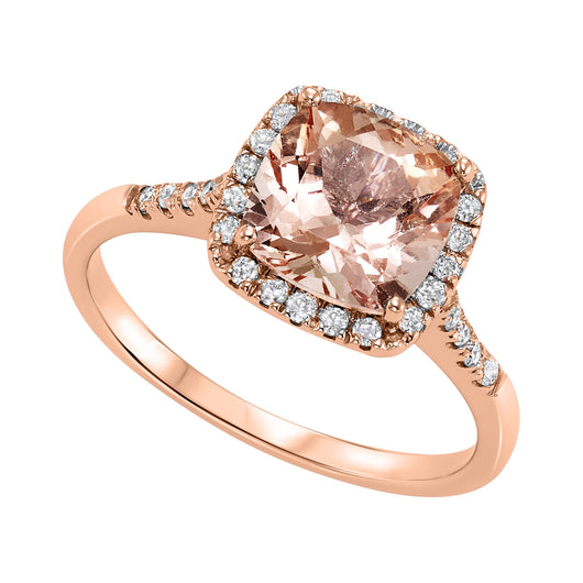 14KP Morganite and Diamond Ring