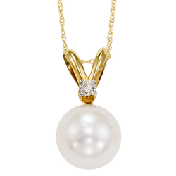 14K YG AAA Pearl with diamond pendant