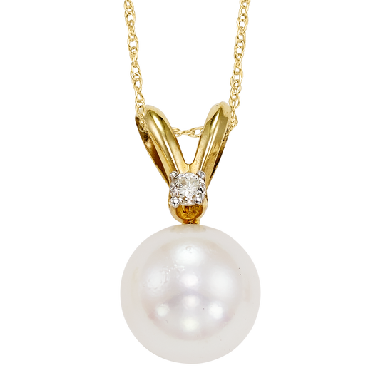 14K YG AAA Pearl with diamond pendant