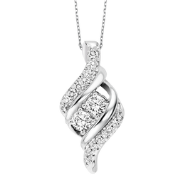 TwoGether 14K WG Diamond Two Stone Pendant 1/2 ctw