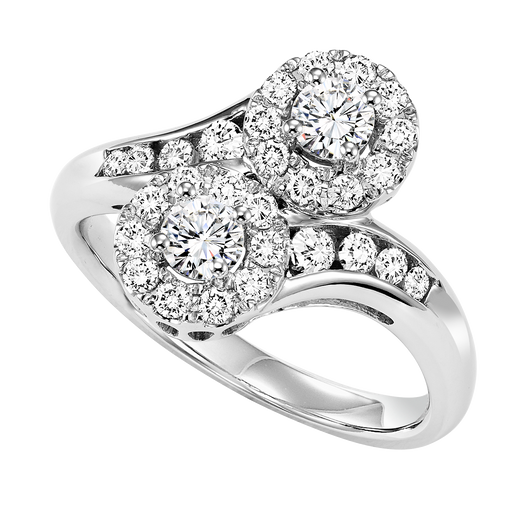 14K Diamond Two Stone Ring 1 ctw