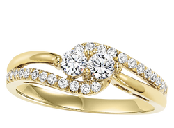 TwoGether 14K YG Diamond Two Stone Ring 1/2 ctw