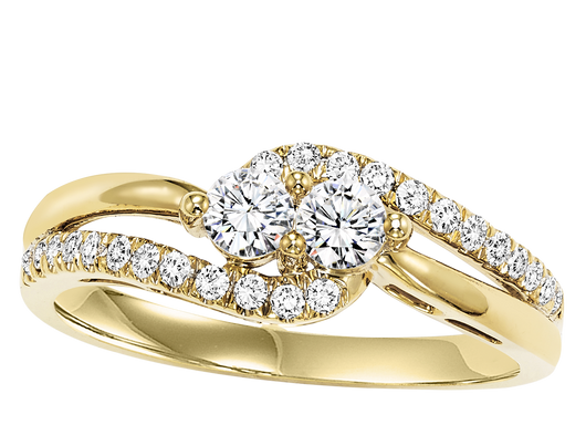 TwoGether 14K YG Diamond Two Stone Ring 1/2 ctw