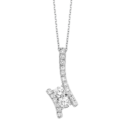 Silver Diamond Two Stone Pendant 1/4 ctw