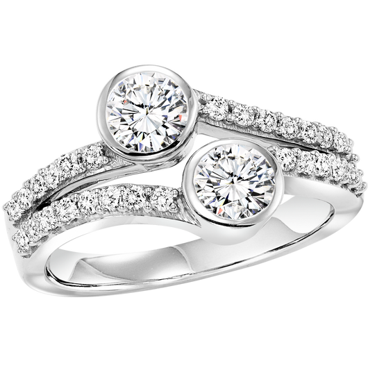 TwoGether 14KW Round Diamond Two Stone Ring