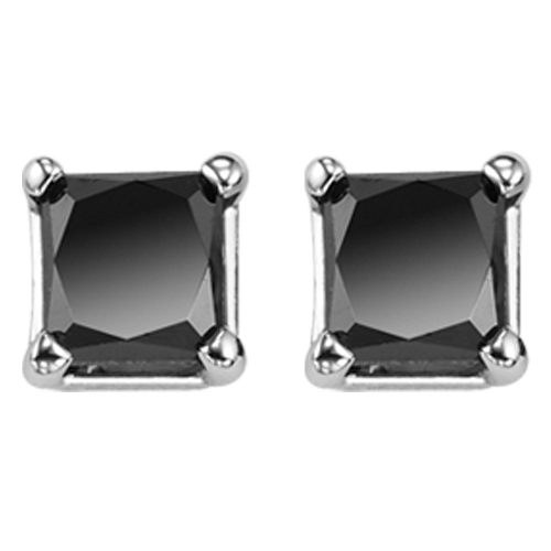 10kw Princess Cut Black Diamond Studs