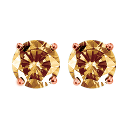 Round Brown Diamond Studs
