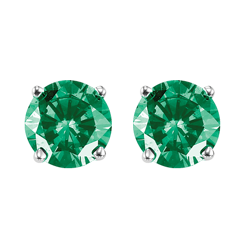 Round Green Diamond Studs
