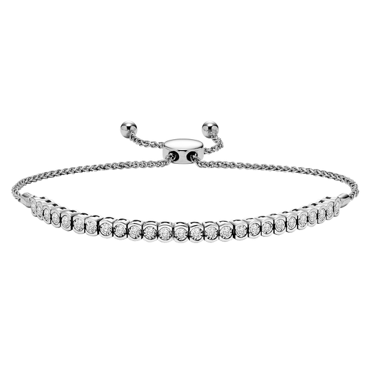 White Gold Diamond Bolo Bracelet 1/2 ctw