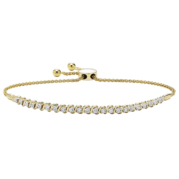 Yellow Gold Diamond Bolo Bracelet 1/5 ctw