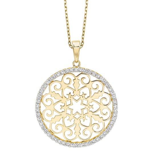 14K Yellow Gold Diamond Pendant 1/3 ctw