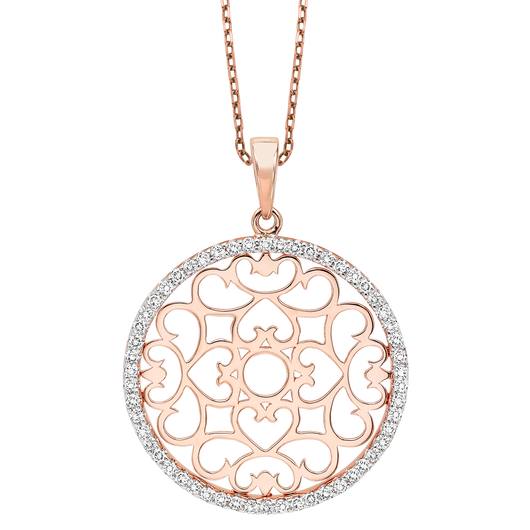 14K Rose Gold Diamond Pendant 1/3 ctw