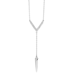 Sterling Silver Diamond Lariat Pendant 1/7 ctw