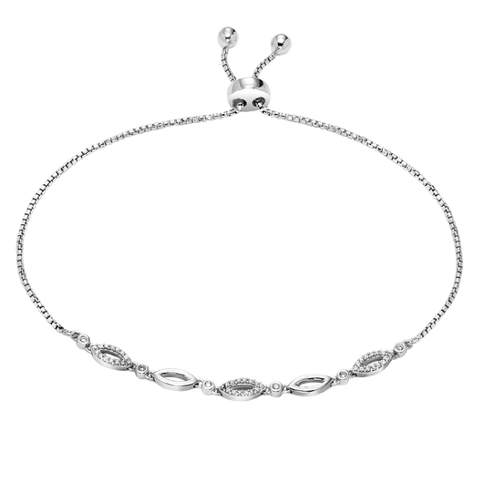 Sterling Silver Diamond Bolo Bracelet 1/8 ctw