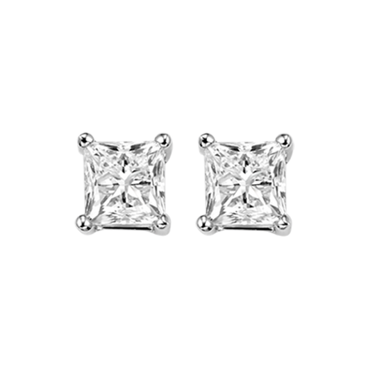 14KW Princess Cut Diamond Studs