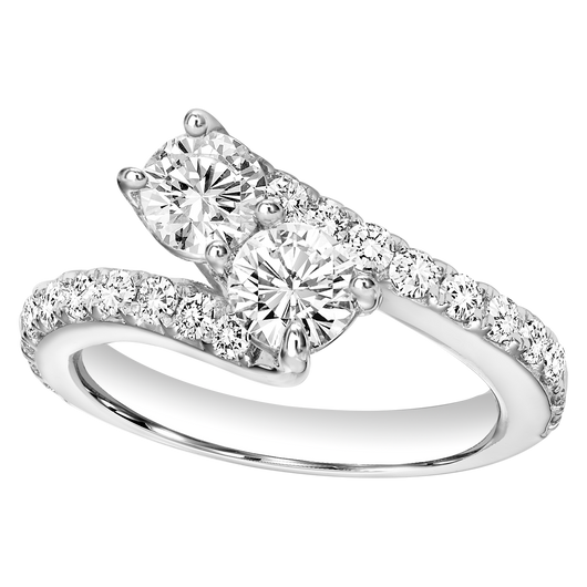 14K Diamond Two Stone Ring