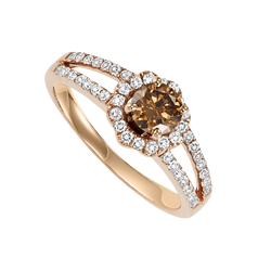 14K Ring 3/4 ctw (Brown Center Diamond)