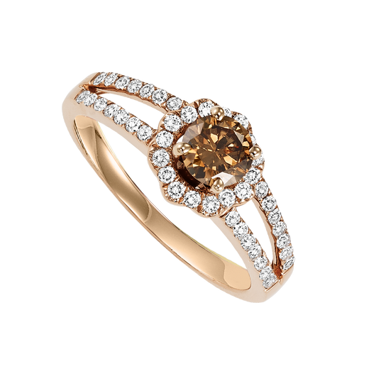 14K Ring 3/4 ctw (Brown Center Diamond)