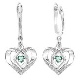 Silver Heart dangle Gemstone Earrings