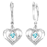 Silver Heart dangle Gemstone Earrings