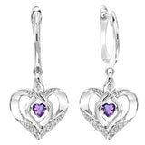 Silver Heart dangle Gemstone Earrings