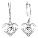 Silver Heart dangle Gemstone Earrings