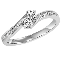 14K Diamond Two Stone Ring - TWO3003