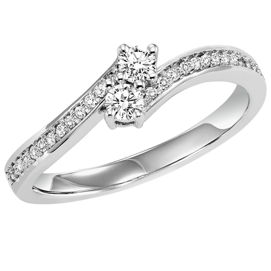 14K Diamond Two Stone Ring - TWO3003